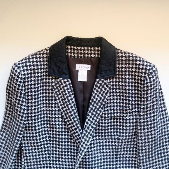 Italian Designer Genny Black White Wool Cashmere Pencil Skirt & Blazer Set - Picture 8 of 13